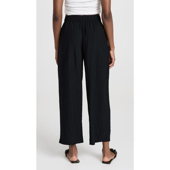 Madewell Crinkle Crepe Pants Black Small Straight Leg Pull On Minimal Staple - Picture 3 of 8